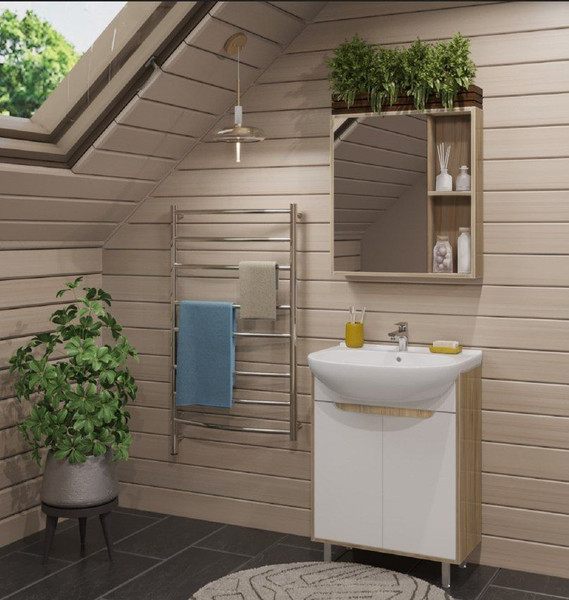 Изображение товара Шкаф с зеркалом для ванной Runo Эко 52 (лиственница)