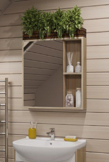 Изображение товара Шкаф с зеркалом для ванной Runo Эко 60 (лиственница)