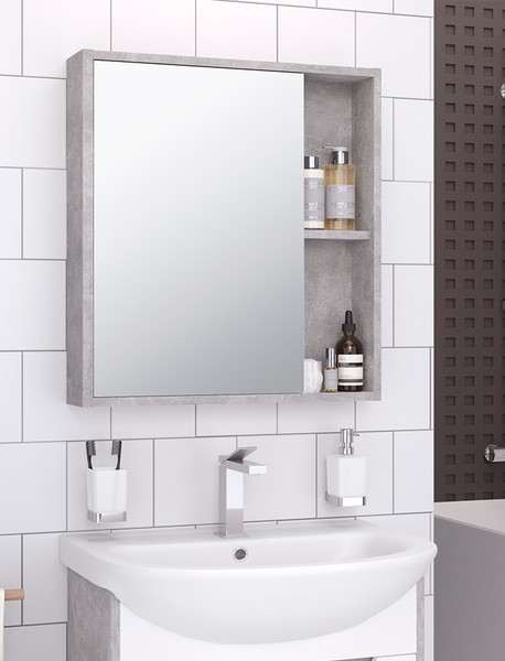 Изображение товара Шкаф с зеркалом для ванной Runo Эко 60 (серый бетон)