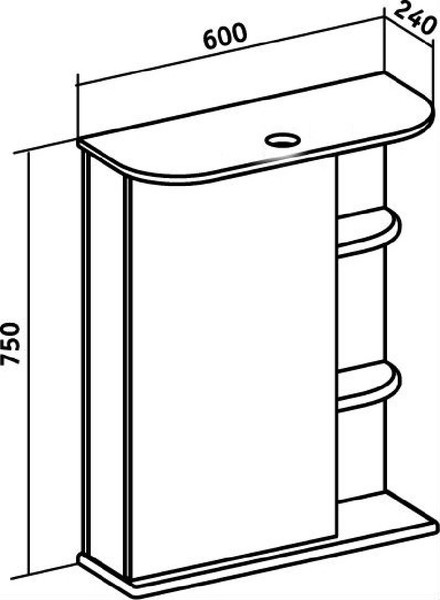 Изображение товара Шкаф с зеркалом для ванной Runo Магнолия 60 левый