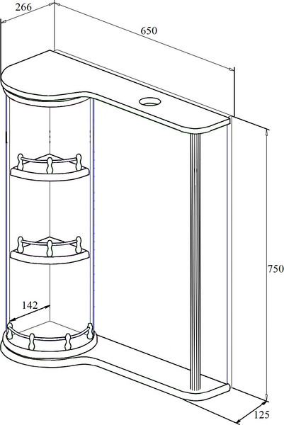 Изображение товара Шкаф с зеркалом для ванной Runo Секрет 65