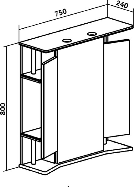 Изображение товара Шкаф с зеркалом для ванной Runo Валенсия 75