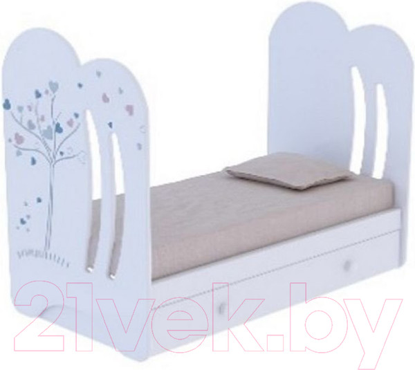 Изображение товара Детская кроватка VDK Wind Tree с маятником и ящиком (белый)