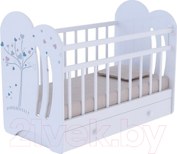 Изображение товара Детская кроватка VDK Wind Tree с маятником и ящиком (белый)
