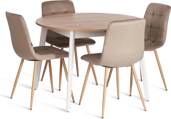 Изображение товара Стул Tetchair Chilly велюр/металл (бежевый/натуральный)