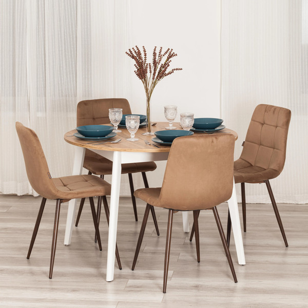 Изображение товара Набор стульев Tetchair Chilly велюр/металл (2шт, коричневый/орех)
