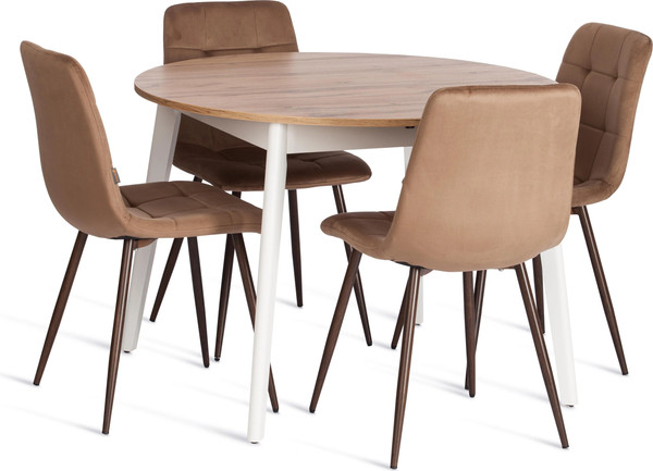 Изображение товара Набор стульев Tetchair Chilly велюр/металл (2шт, коричневый/орех)