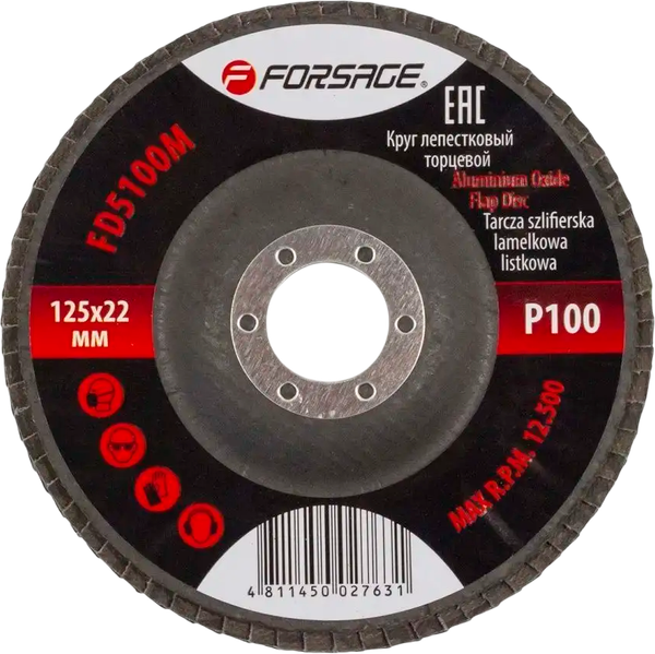 Изображение товара Шлифовальный круг Forsage 125х22мм P100 19 762 / F-FD5100M