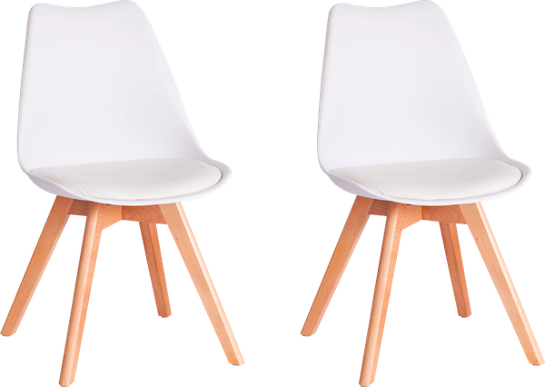 Изображение товара Набор стульев Tetchair Tulip дерево/пластик/экокожа (2шт, белый)