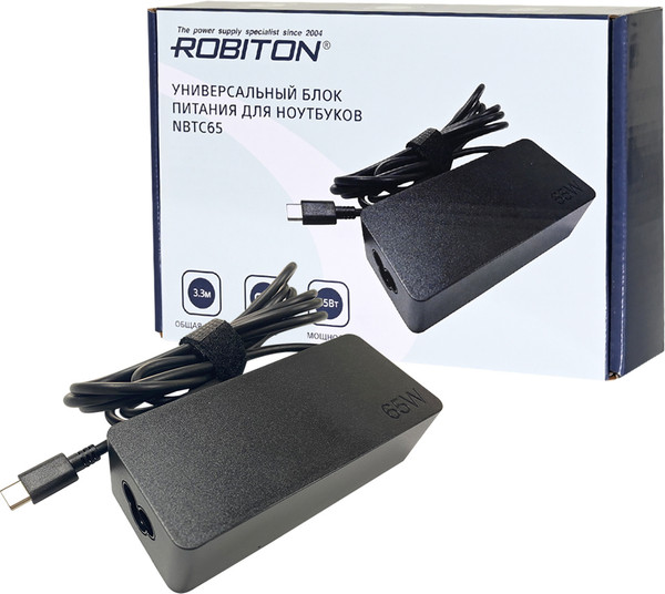 Изображение товара Зарядное устройство для ноутбука Robiton NBTC65 / БЛ19590