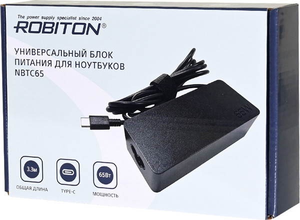 Изображение товара Зарядное устройство для ноутбука Robiton NBTC65 / БЛ19590