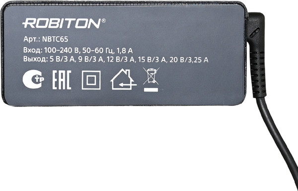 Изображение товара Зарядное устройство для ноутбука Robiton NBTC65 / БЛ19590