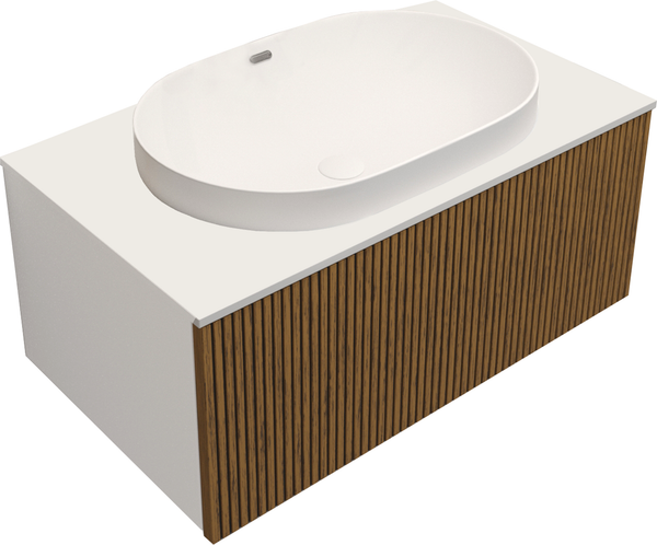 Изображение товара Тумба с умывальником ЗОВ Кито 80 / K80LW0MRM-LDSPW6002 (белый/тростник)