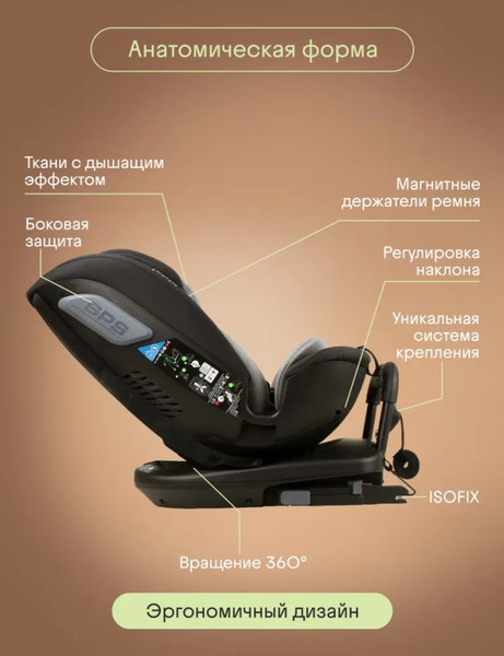 Изображение товара Автокресло Kidzi Spin Plus 360 I-Size / KDZ08B (черный)