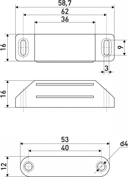 Изображение товара Защелка мебельная StahlBuro L-60 h-15 (4шт, коричневый)