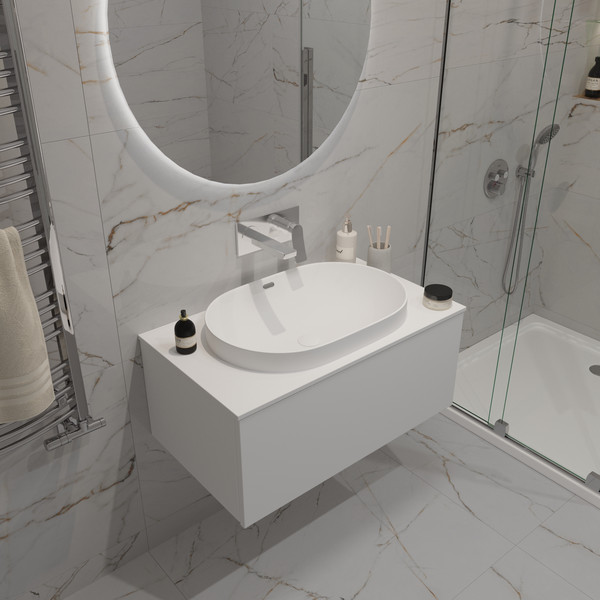 Изображение товара Тумба с умывальником ЗОВ Кито 70 / K70LW0MWM-LDSPW6002 (белый матовый)