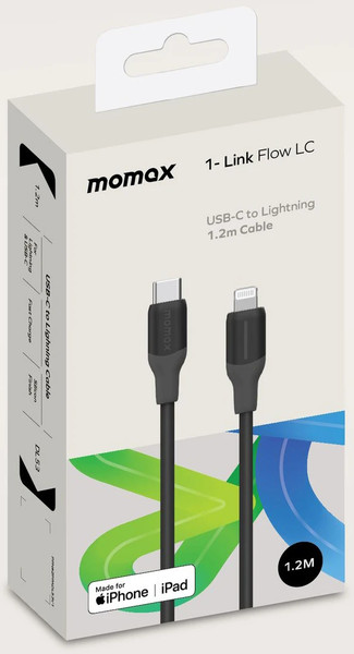 Изображение товара Кабель Momax 1-Link USB-C/Lightning / DL53D (1.2м, черный)