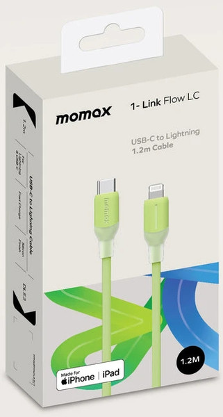 Изображение товара Кабель Momax 1-Link USB-C/Lightning / DL53G (1.2м, мятный/зеленый)