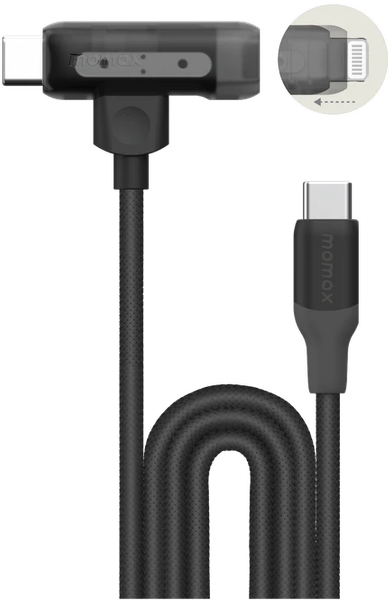 Изображение товара Кабель Momax 1-Link Flow Duo 2в1 / DL56D  (1.5м, черный)