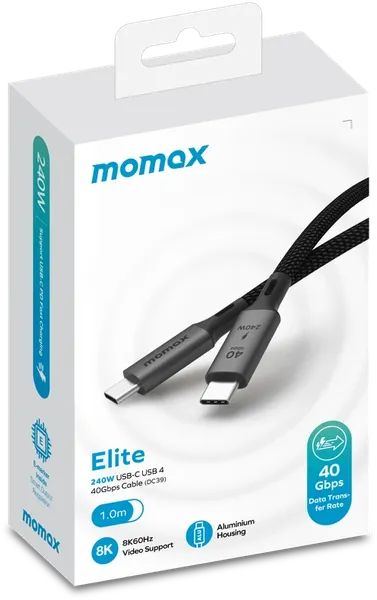 Изображение товара Кабель Momax Elite USB-C/USB-C / DC39D (1м, черный)