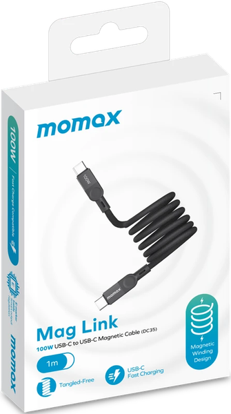 Изображение товара Кабель Momax Mag.Link USB-C/USB-C / DC35D (1м, черный)