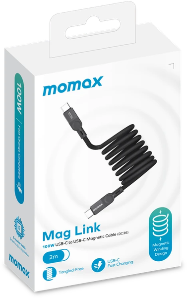 Изображение товара Кабель Momax Mag.Link USB-C/USB-C / DC36D (2м, черный)
