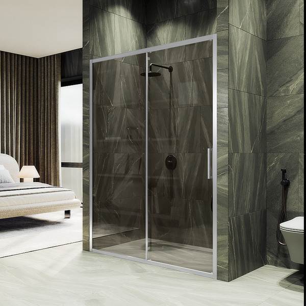 Изображение товара Душевая дверь MaybahGlass 195x120 / MGD-1541-5 (бронза стекло/хром матовый)