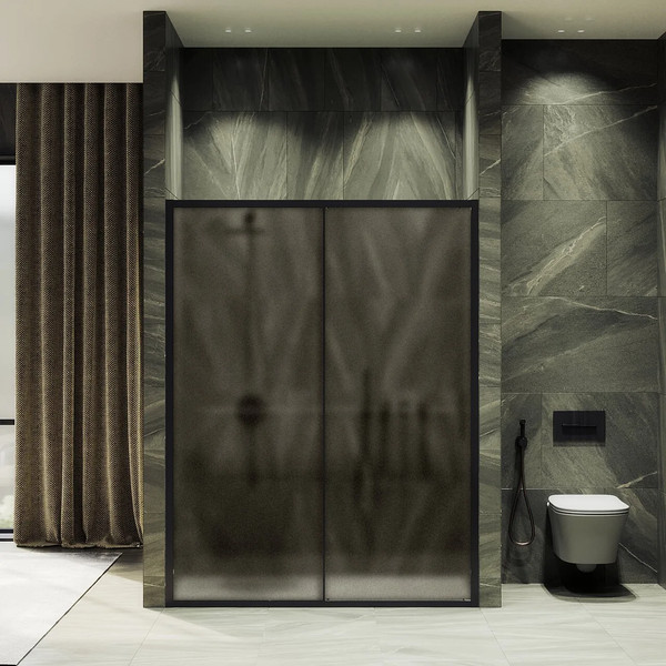 Изображение товара Душевая дверь MaybahGlass 195x120 / MGD-1542-6 (бронза матовая стекло/черный)