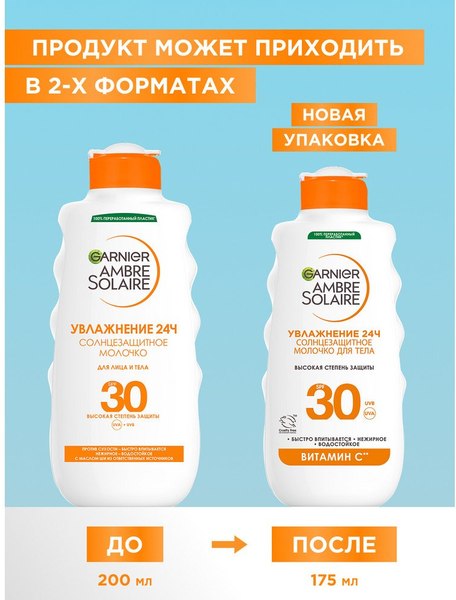 Изображение товара Молочко после загара Garnier Ambre Solaire SPF 30 (175мл)