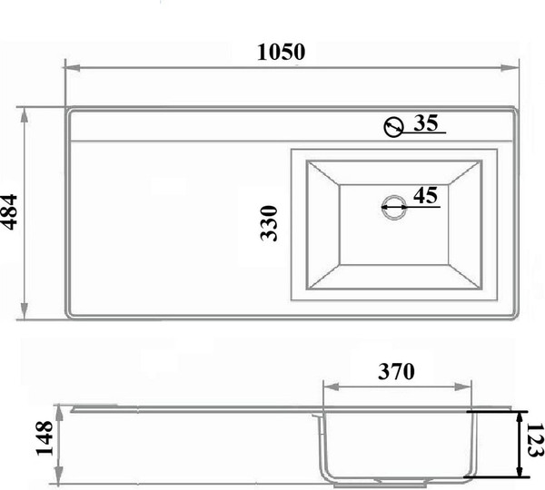 Изображение товара Умывальник Runo Гамма 105 лайт с левым крылом (белый)