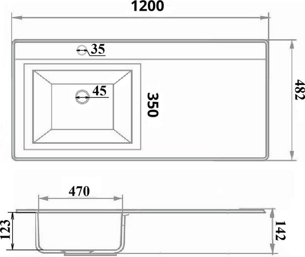 Изображение товара Умывальник Runo Гамма 120 лайт с правым крылом (белый)