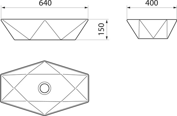 Изображение товара Умывальник Runo Poligono 64x40