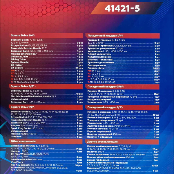 Изображение товара Универсальный набор инструментов Yataforce YF-41421-5 (52570)