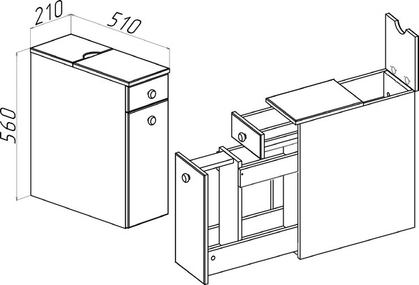 Изображение товара Тумба для ванной Runo Комбо 21 (напольный)