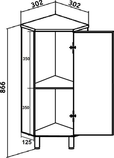 Изображение товара Тумба для ванной Runo 30 угловой правый (напольный)