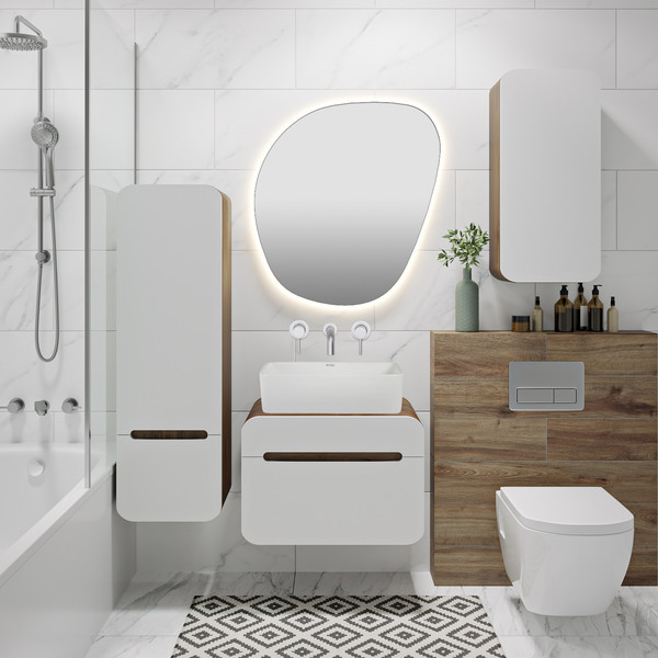 Изображение товара Шкаф для ванной Runo Ницца 35 правый (темное дерево/белый)