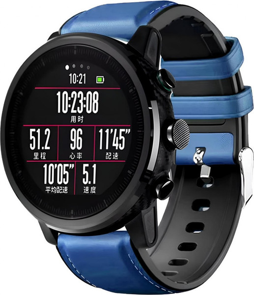 Изображение товара Ремешок для умных часов Rumi Comfort с силиконовой подкладкой 22мм (синий/черный)