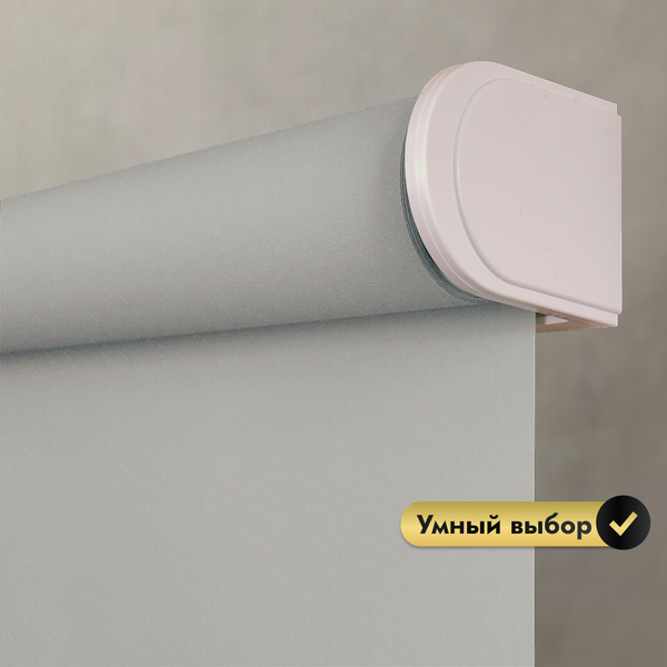 Изображение товара Рулонная электроштора НеоФьюжен Эден 250 190х200 левая (серый лен, белая фурнитура)