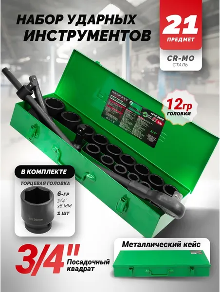 Изображение товара Универсальный набор инструментов RockForce RF-6212-9MPB (59089)