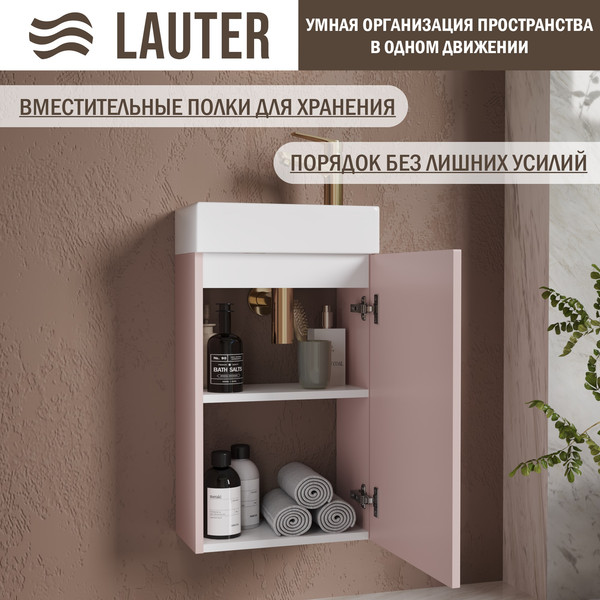 Изображение товара Тумба с умывальником Lauter Amelia 40 (пудрово-розовый п/мат)