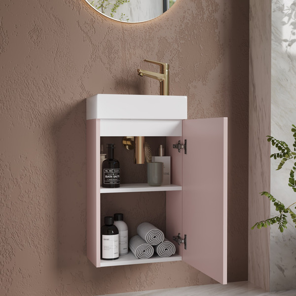 Изображение товара Тумба с умывальником Lauter Amelia 40 (пудрово-розовый п/мат)