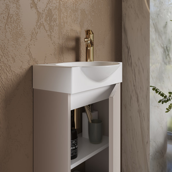 Изображение товара Тумба с умывальником Lauter Из искусственного мрамора Amelia 40 (кашемир п/мат)