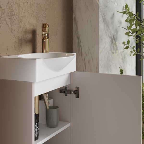 Изображение товара Тумба с умывальником Lauter Из искусственного мрамора Amelia 40 (кашемир п/мат)