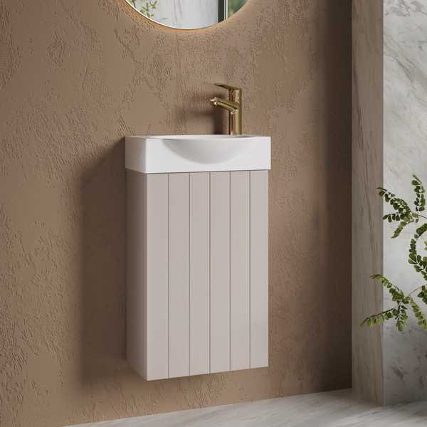 Изображение товара Тумба с умывальником Lauter Из искусственного мрамора Amelia 40 (кашемир п/мат)