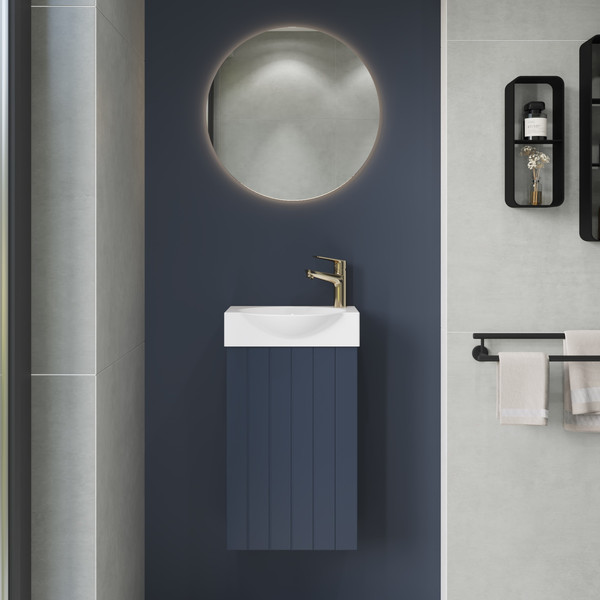 Изображение товара Тумба с умывальником Lauter Из искусственного мрамора Amelia 40 (гранатовый п/мат)