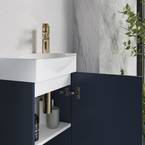 Изображение товара Тумба с умывальником Lauter Из искусственного мрамора Amelia 40 (гранатовый п/мат)