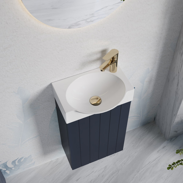 Изображение товара Тумба с умывальником Lauter Из искусственного мрамора Amelia 40 (гранатовый п/мат)