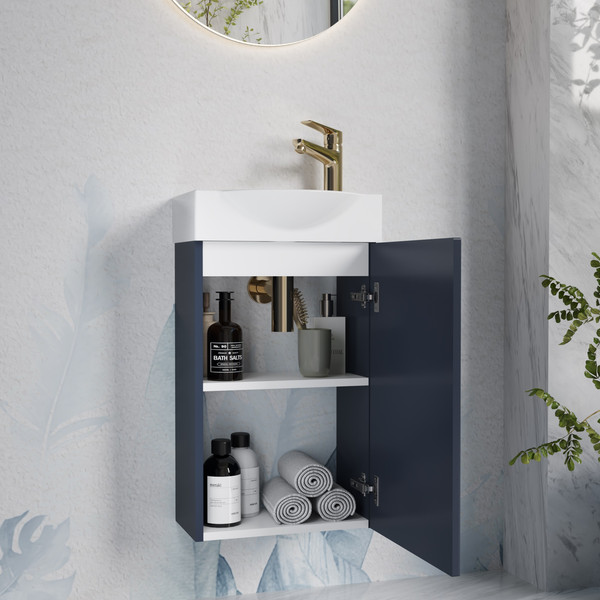 Изображение товара Тумба с умывальником Lauter Из искусственного мрамора Amelia 40 (гранатовый п/мат)