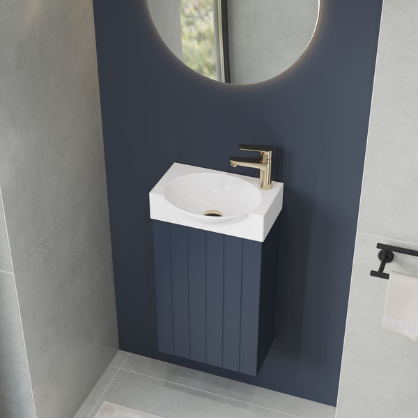 Изображение товара Тумба с умывальником Lauter Из искусственного мрамора Amelia 40 (гранатовый п/мат)