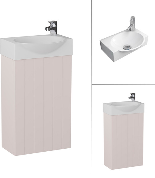 Изображение товара Тумба с умывальником Lauter Из искусственного мрамора Amelia 40 (пудрово-розовый п/мат)